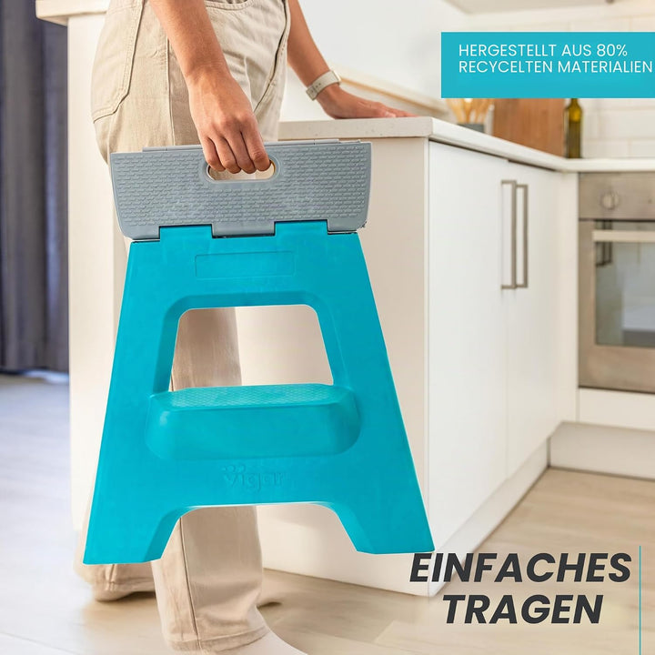 Vigar Kompakte Tritthocker Klappbar für Erwachsene, 40 cm, 2‑Schritt, Klapphocker Faltbar 150 kg rut