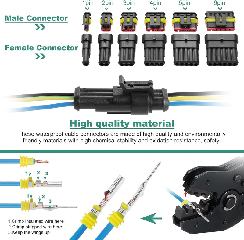 Faankiton 708Stk Auto Wasserdichter Steckverbinder, Kabel Schnellverbinder Stecker, Wasserdicht Schn