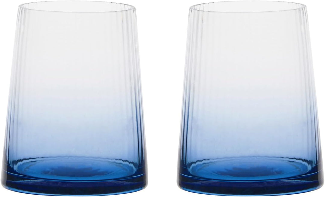 Set mit 2 Empire Blue DOF-Bechern – elegante blaue doppelte altmodische Gläser Tumblergläser Blau, T