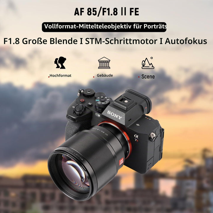 VILTROX AF 85mm F1.8 FE Vollformatobjektiv für Sony E-Mount, 85mm f/1.8 Autofokus-Portrait-Prime-Obj
