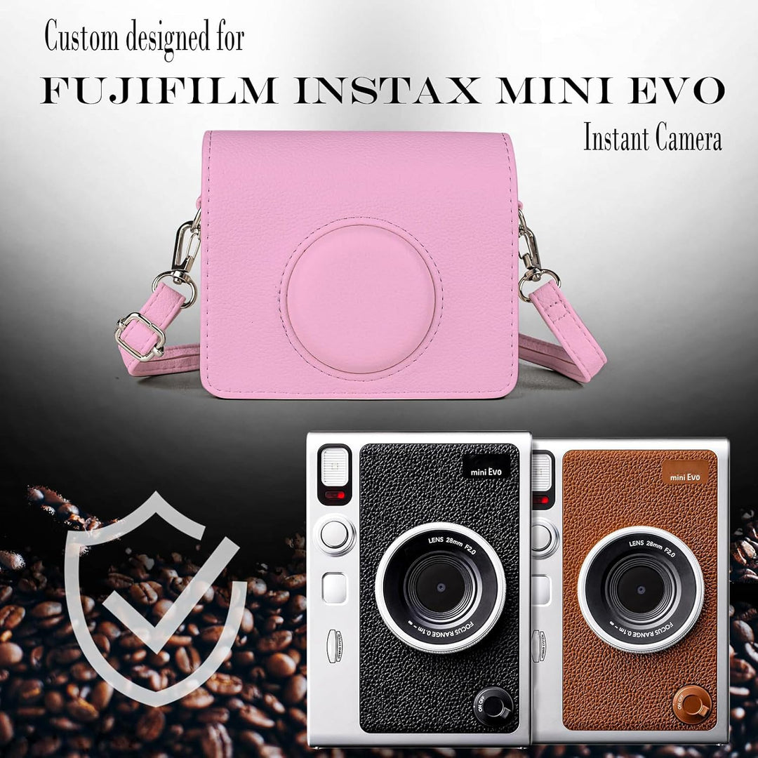 Rieibi Fujifilm Mini EVO Hülle - Vintage PU Leder Schutzhülle für Fuji Fujifilm Mini EVO Sofortbildk