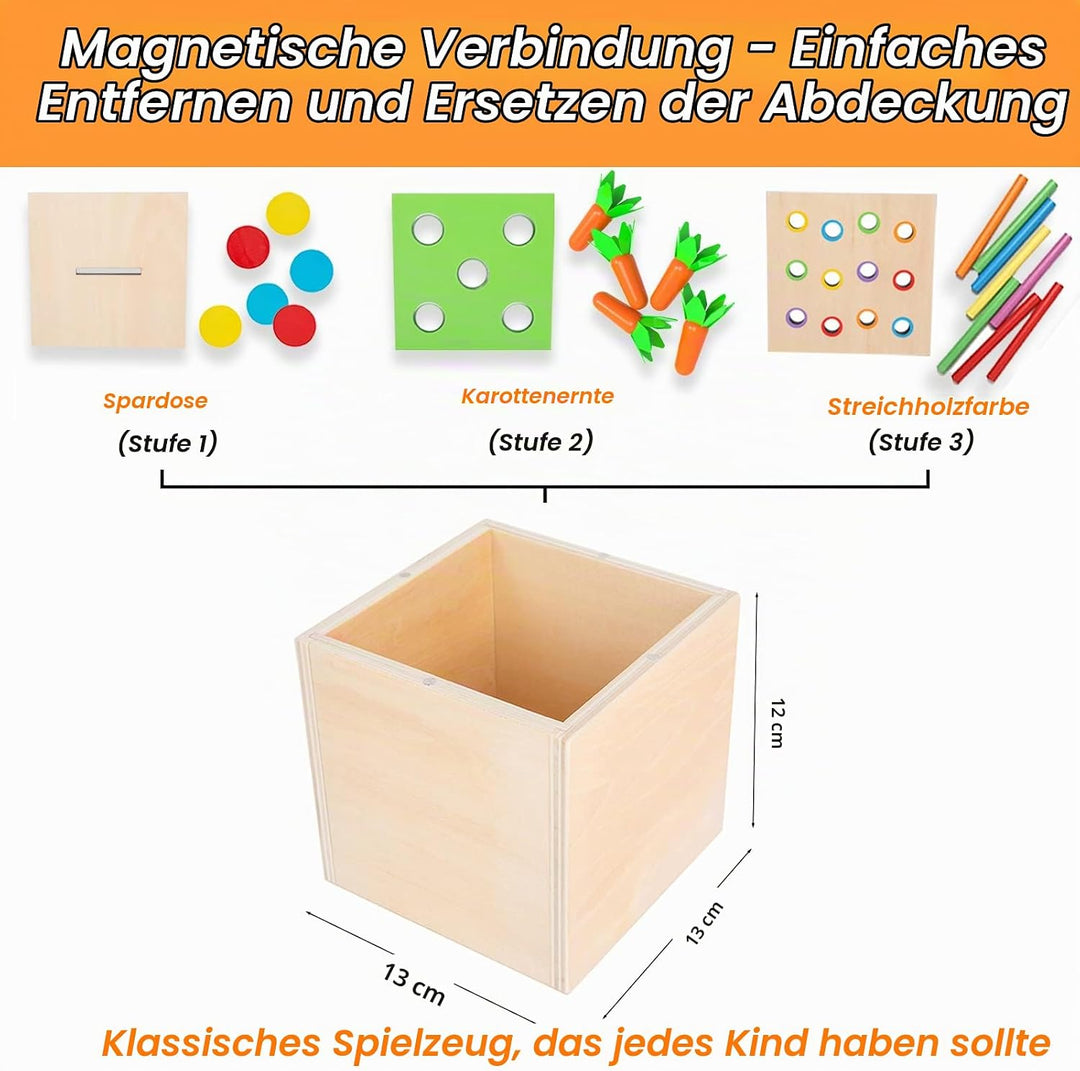 Adena Montessori Spielzeug ab 1 2 3 Jahr,Montessori Spielzeug Baby EnthäLt Karotten Ernte Spiele, Mo