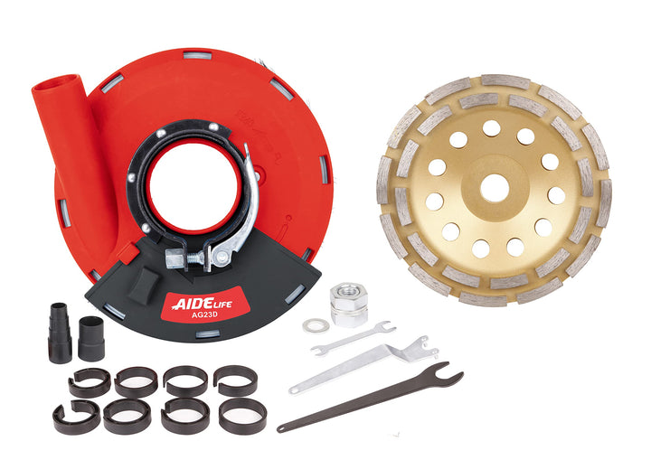 Aidelife Absaughaube für Winkelschleifer 180mm+Diamant-Schleiftopf 180mm für Beton, 180mm für Beton