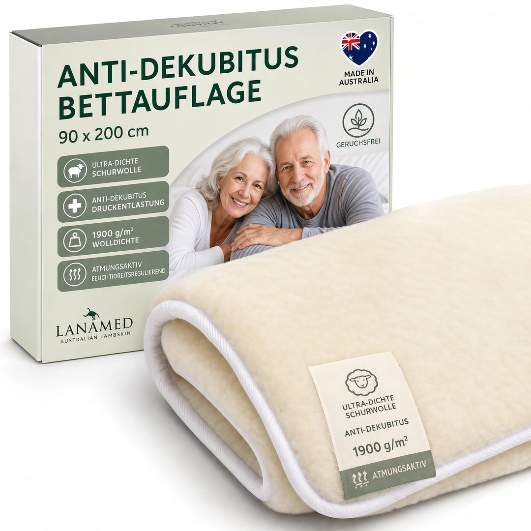 Australische Luxus Bettauflage aus Ultra-dichter Schurwolle. 90 x 200 cm. Mit 1900 g/m² ca. 50% mehr