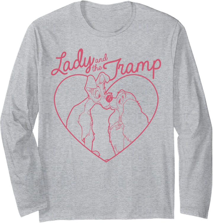 Disney Lady And The Tramp Heart Outline Portrait Langarmshirt