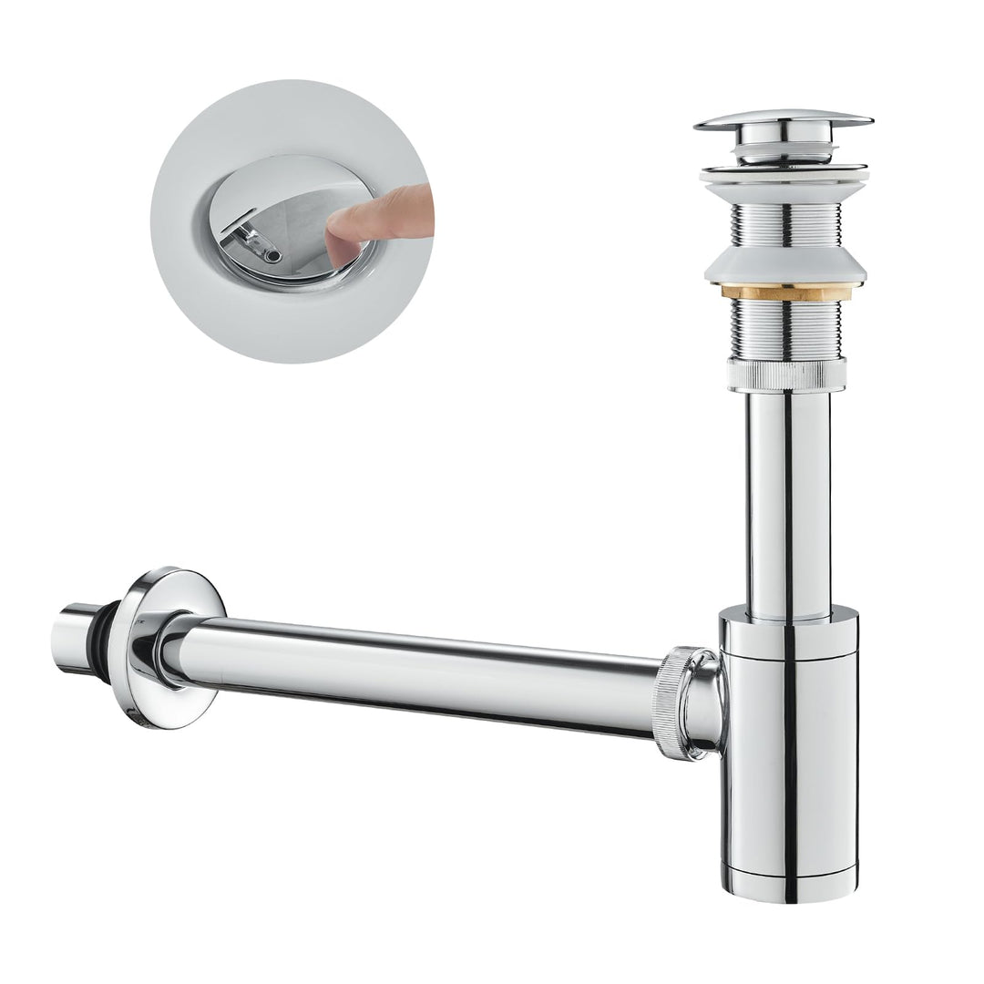 KEOKBON Badezimmer Waschbecken Flaschenfalle, Siphon & Pop up Ventil Ablaufgarnitur ohne Überlauf St