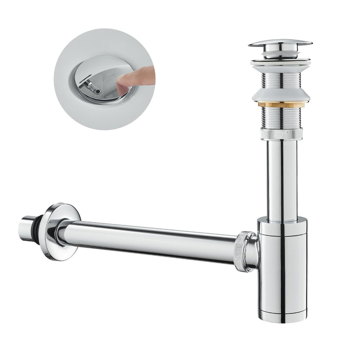 KEOKBON Badezimmer Waschbecken Flaschenfalle, Siphon & Pop up Ventil Ablaufgarnitur ohne Überlauf St