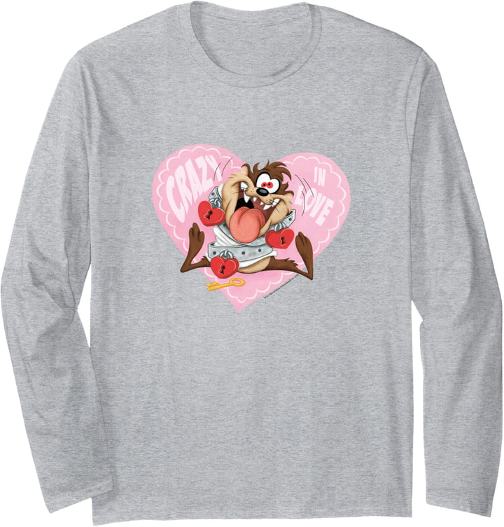 Looney Tunes Taz Crazy In Love Valentine's Day Langarmshirt