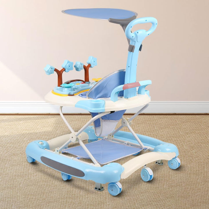 Lauflernhilfe 4 in 1, Drehspiess mit Tablett für musikalische Aktivitäten, für Babys, mit interaktiv