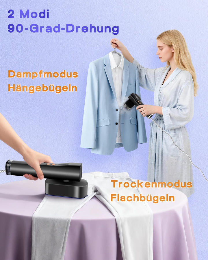 Steamer Dampfglätter 1300W,110-240V Worldwide Voltage 2-in-1 Reisebügeleisen Mini mit 15S Schnellauf