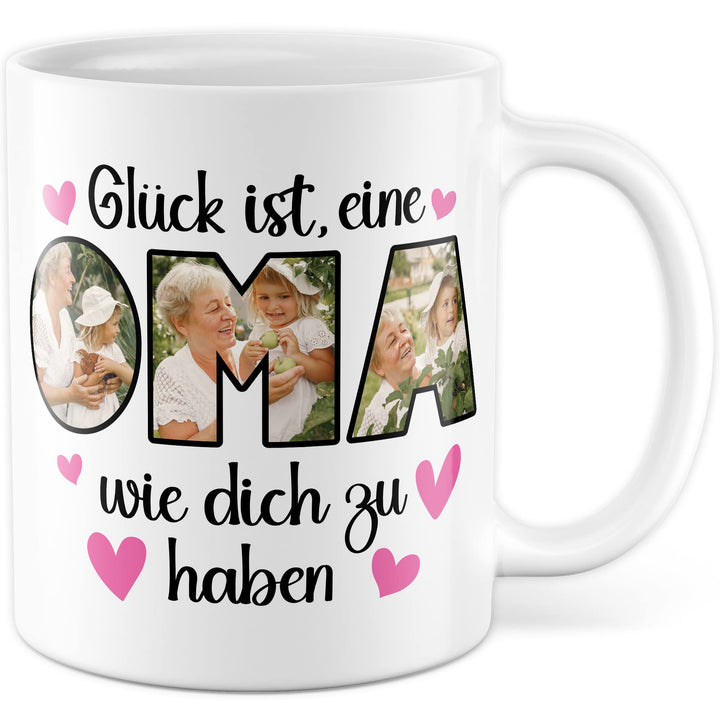Oma Tasse personalisiert mit Bild, Glück ist eine Oma wie dich zu haben, Geschenk personalisierbar G