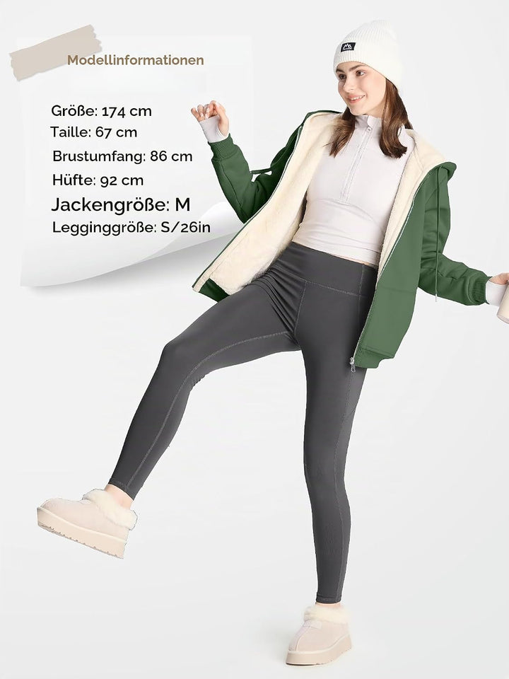 MOVE BEYOND Sweatjacke Damen Kapuzenjacke Hoodie Fleece mit Zipper Fleecepullover Fleecejacke mit Ka