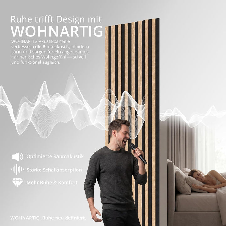 Akustikpaneele Spazio - 260 cm x 54 cm* set - (set = 2 Stück 260 cm x 27 cm) | Farbe: Eiche Sonoma |