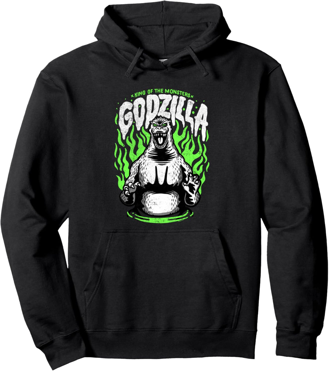 Godzilla Grüne Flammen Bearbeiten Pullover Hoodie