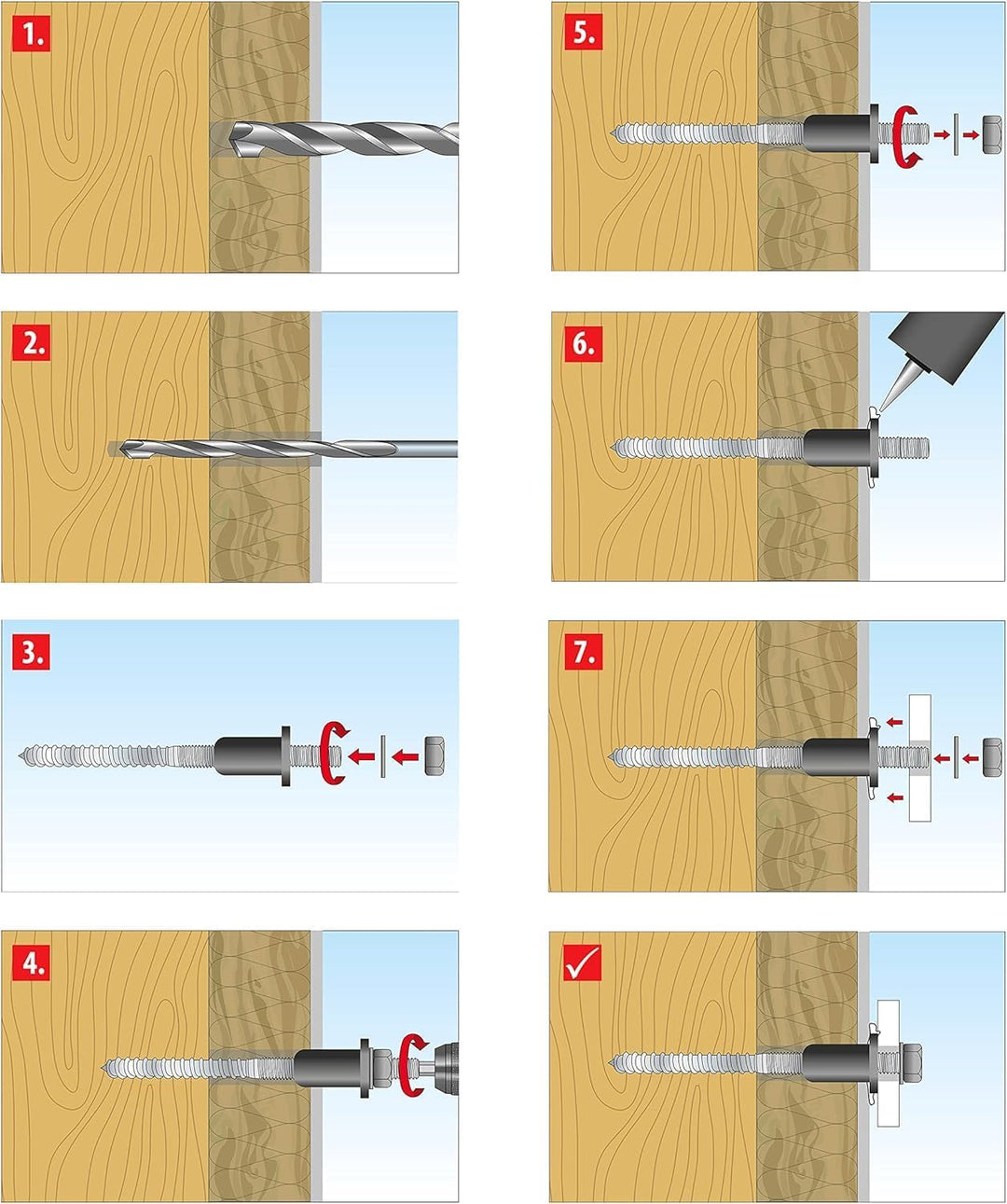 TOX 073671061 Thermo Proof Wood Schwerlast-Abstandsmontagesystem M, Silber, M12 x 170 mm M-‎M12 x 17