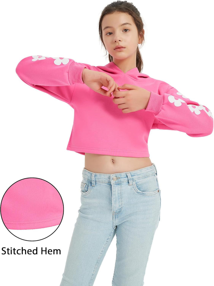 EXARUS Mädchen-Sweatshirt, Oversized/Crop Graphic Hoodie, Buchstabendruck, Rundhalsausschnitt, Pullo