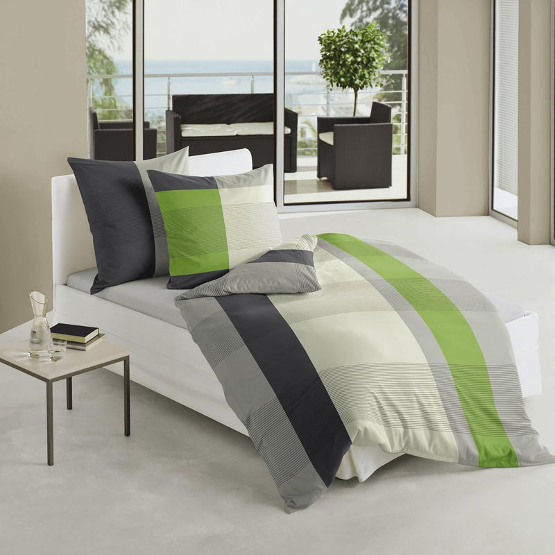 Bierbaum Bettwäsche 4643, Mako-Satin, Made in Germany, silber 06, 135x200 + 80x80 cm Silber 135 x 20