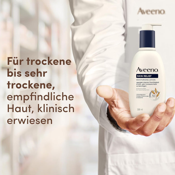 Aveeno Skin Relief Bodylotion – parfümfrei, spendet 72h Feuchtigkeit, beruhigt sehr trockene Haut, s