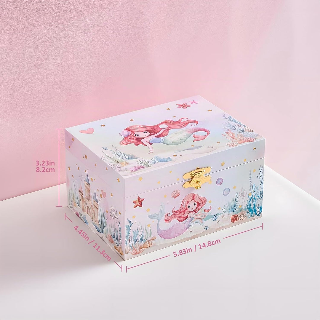 ProCase Kinder Musik Box Schmuckkästchen mit Spieluhr Mermaid, Schmuckschatulle mit Melodie für Mädc
