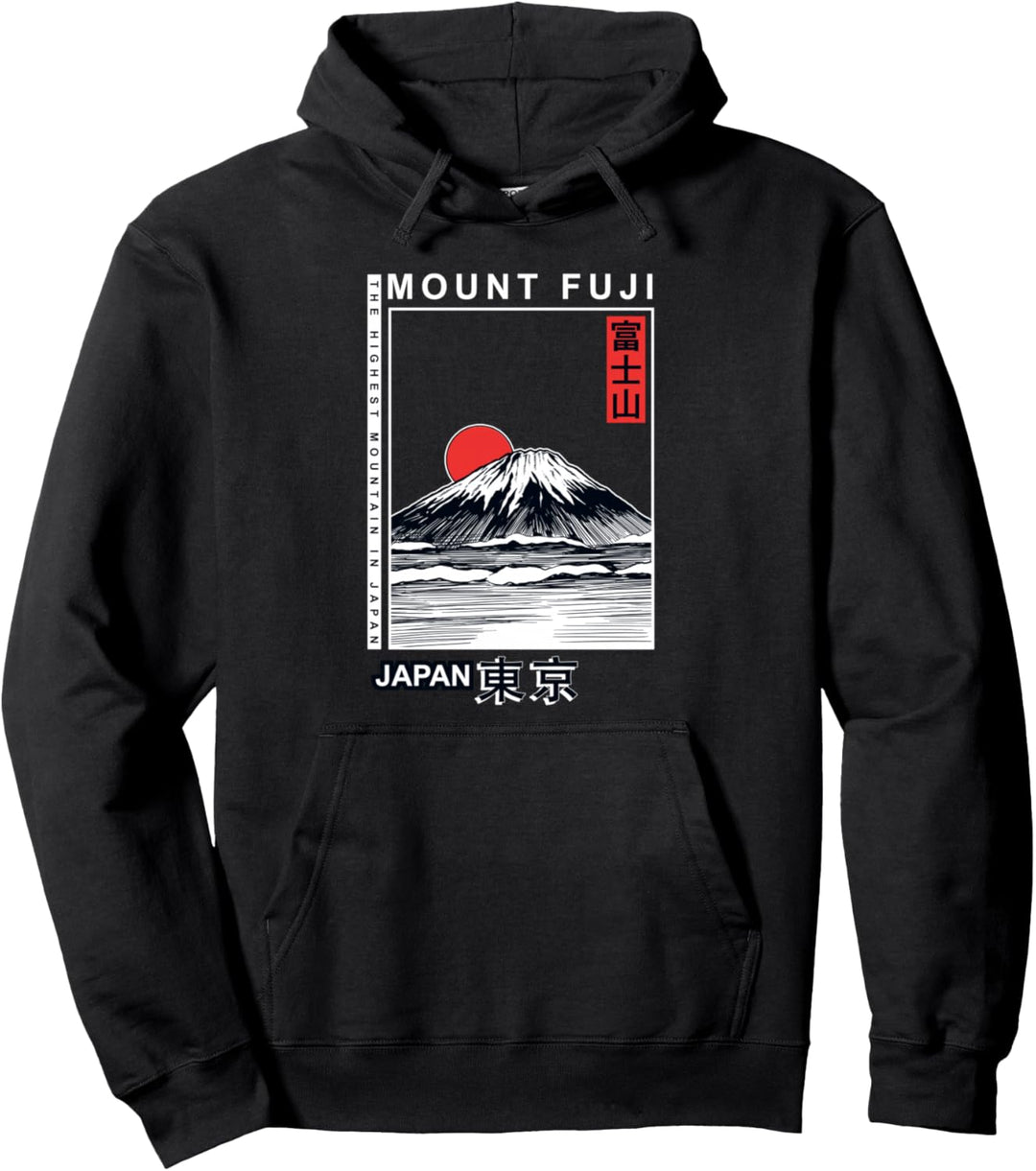 Mount Fuji Japanese Tokyo Vintage Retro Pullover Hoodie