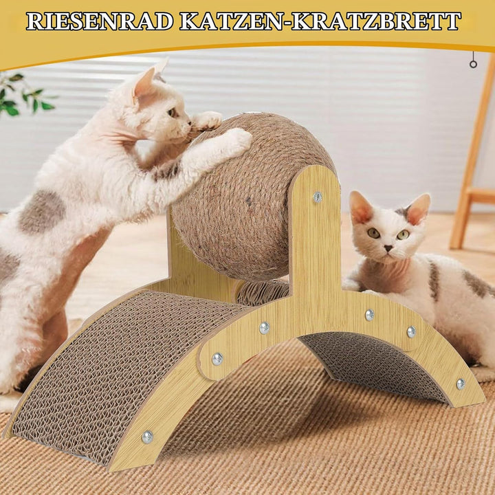 Kratzbrett für Katzen, Katzenspielzeug, 2-in-1 Katzenbett &amp; Kratzspielzeug mit Kratzball, ideal zum