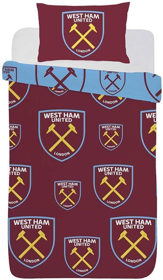 West Ham Multi Crest Single Reversible Duvet and Pillow Case Set
