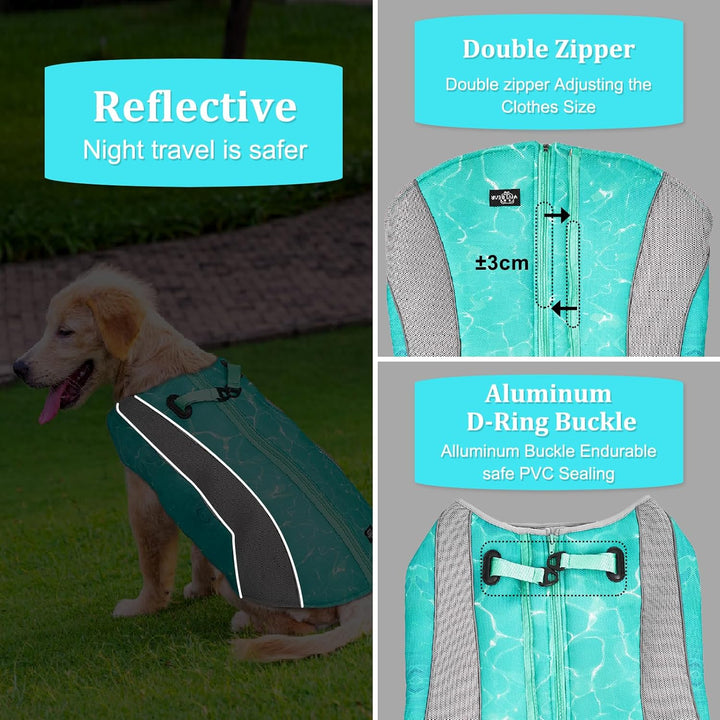 2 in 1 Winterhundemantel und Sommer Hundekühlweste aufgerüstetes Geschirr Kühljacke, atmungsaktive V