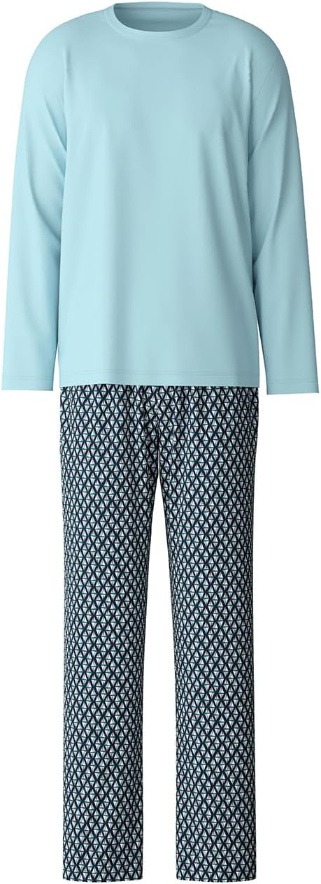 CALIDA Relax Streamline Pyjama, lang Herren, aus 100% Baumwolle 46-48 Aquamarine, 46-48 Aquamarine
