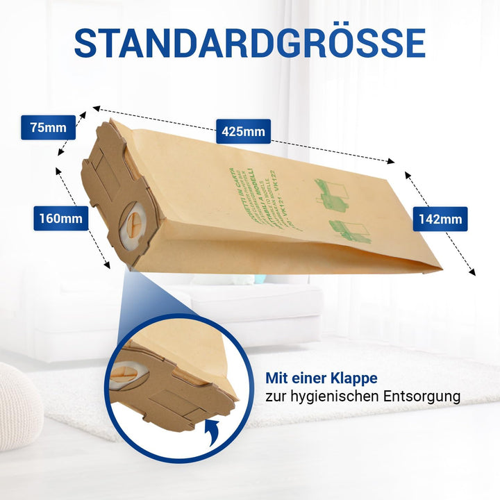 VIOKS Staubsauger Beutel 16x Ersatz für Vоrwerk Staubsauger Kobold VK118 VK119 VK120 VK121 VK122 &amp; S