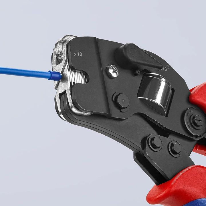 Knipex Selbsteinstellende Crimpzange für Aderendhülsen mit Fronteinführung brüniert, mit Mehrkompone