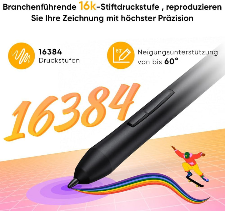 XPPen Deco 640 Grafiktablett, 16384 Druckstufen, 60° Neigungsunterstützung, Geeignet für OSU, Videob