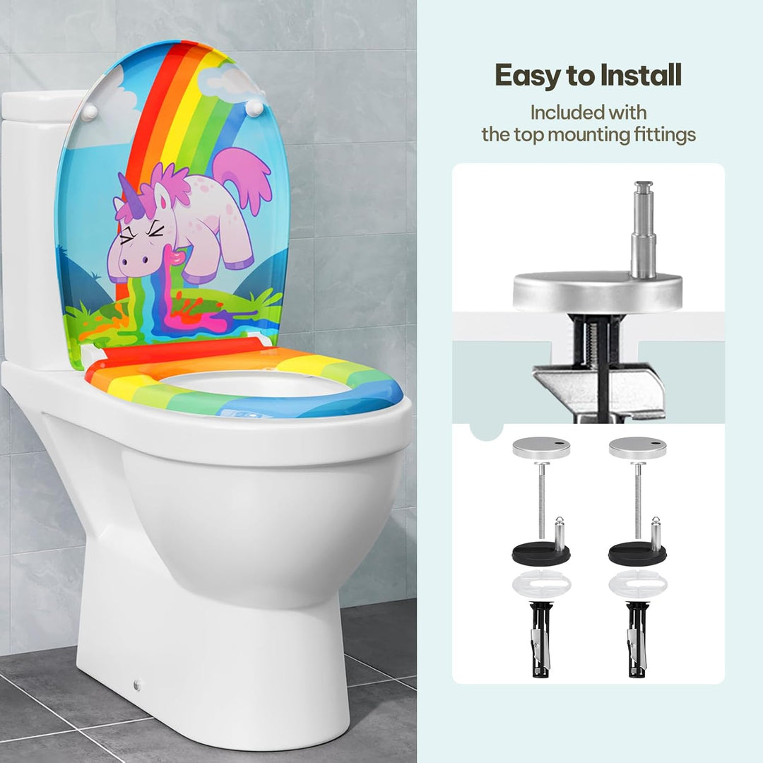 eSituro Toilettendeckel, WC Sitz mit Absenkautomatik, Klodeckel mit Schnellverschluss, 360° verstell