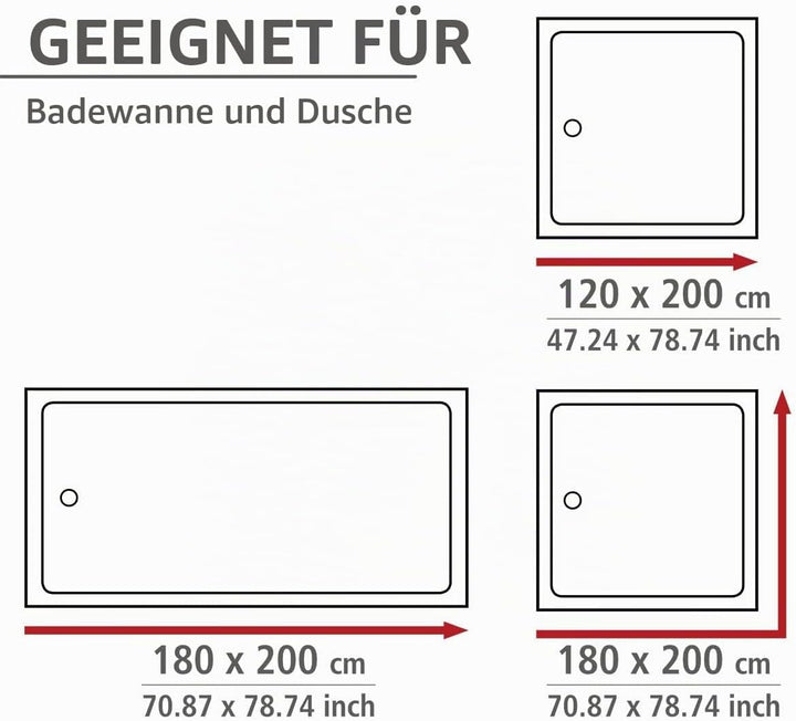 WENKO Anti-Schimmel Duschvorhang In the Air Flex, Textil-Vorhang mit Antischimmel Effekt, grosse int