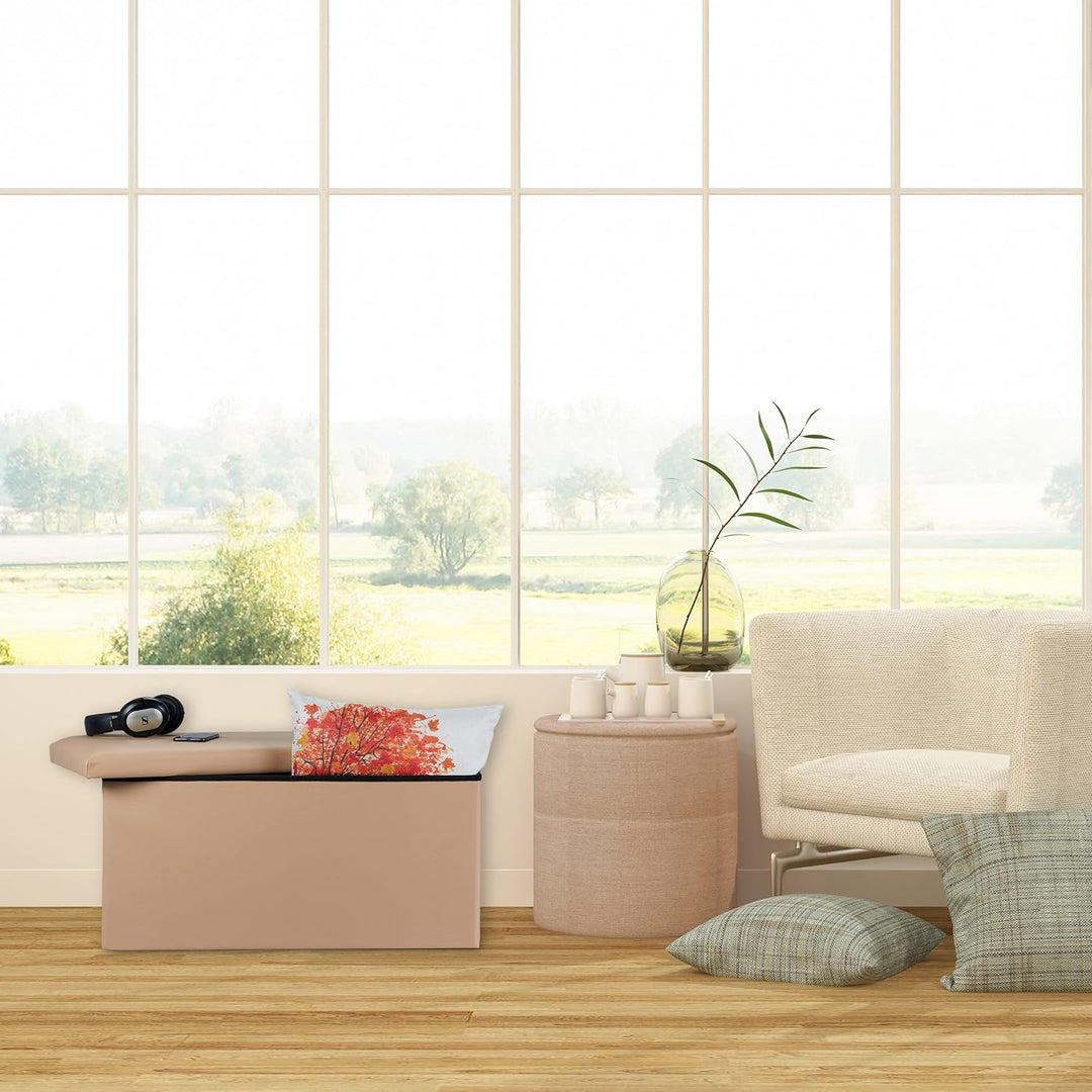 Relaxdays Sitzbank, Stauraum, Kunstleder, faltbar, gepolstert, Flur, Schlafzimmer, HBT 37,5 x 76,5 x