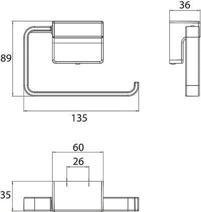 Emco Cue Papierhalter ohne Deckel, markant geformter Toilettenpapierhalter zum Kleben oder Schrauben