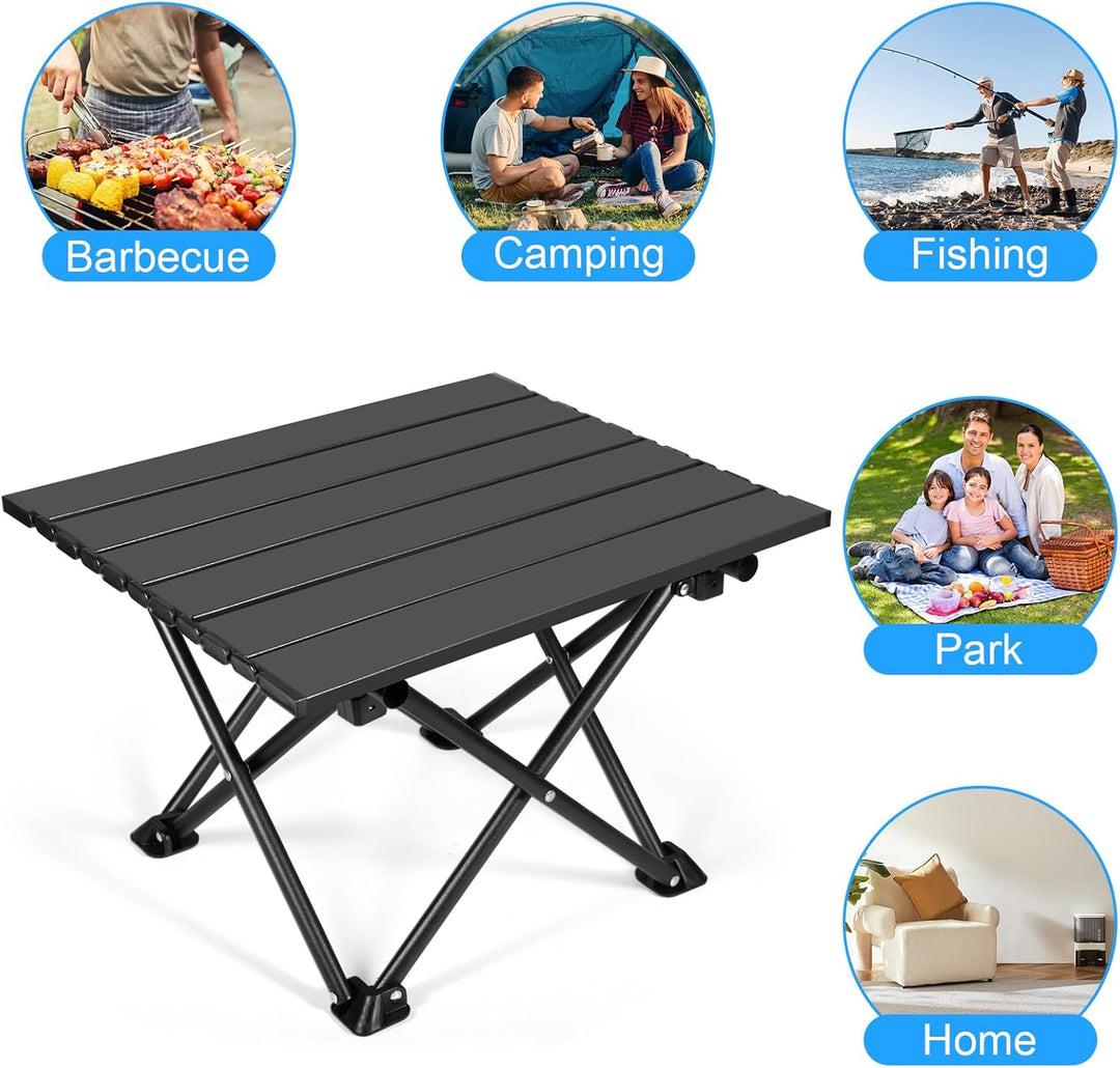 Klappbarer Campingtisch, Ultraleichter Tragbarer Campingtisch aus Karbonstahl mit Tragetasche für Ou