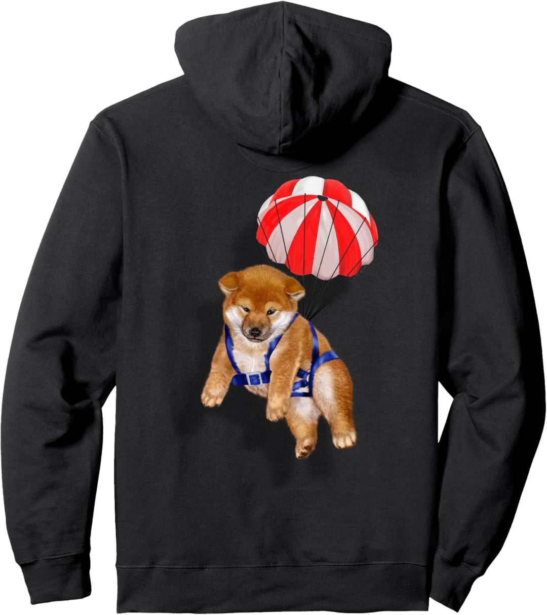 Netter Shiba Hund im Fallschirm Pullover Hoodie