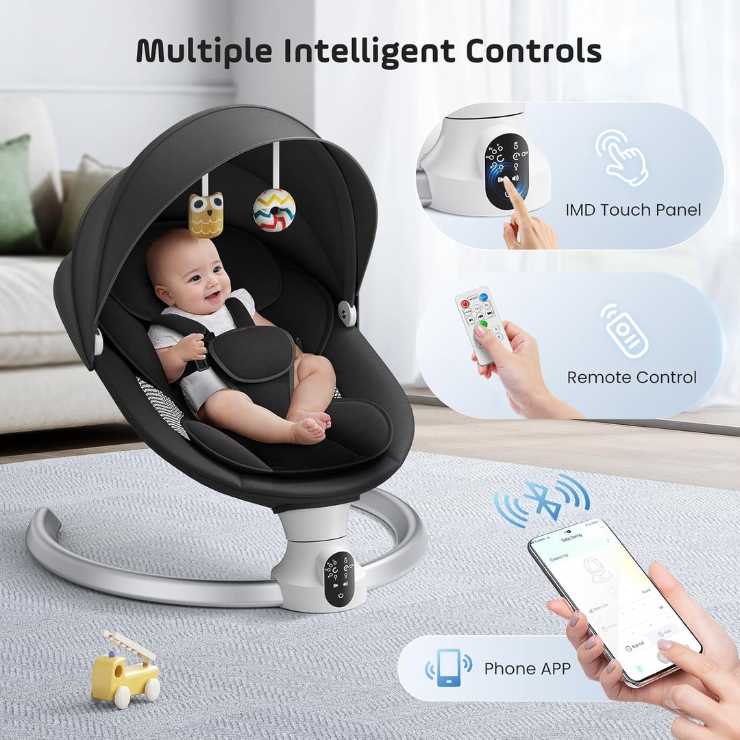 Babywippe, Babyschaukel Elektrisch mit Kabel und mit Bluetooth, Elektronisch Baby Schaukelsitz Babyw