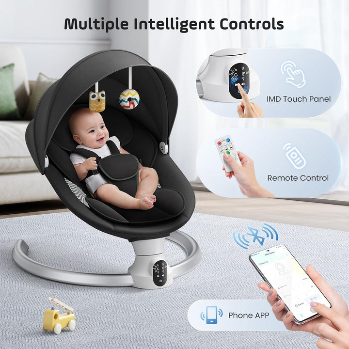 Babywippe, Babyschaukel Elektrisch mit Kabel und mit Bluetooth, Elektronisch Baby Schaukelsitz Babyw