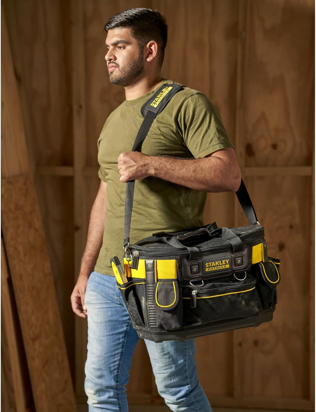 Stanley FatMax Werkzeugtasche / Werkzeugbeutel (50x33x31cm, mit runder Öffnung, formstabile Konstruk