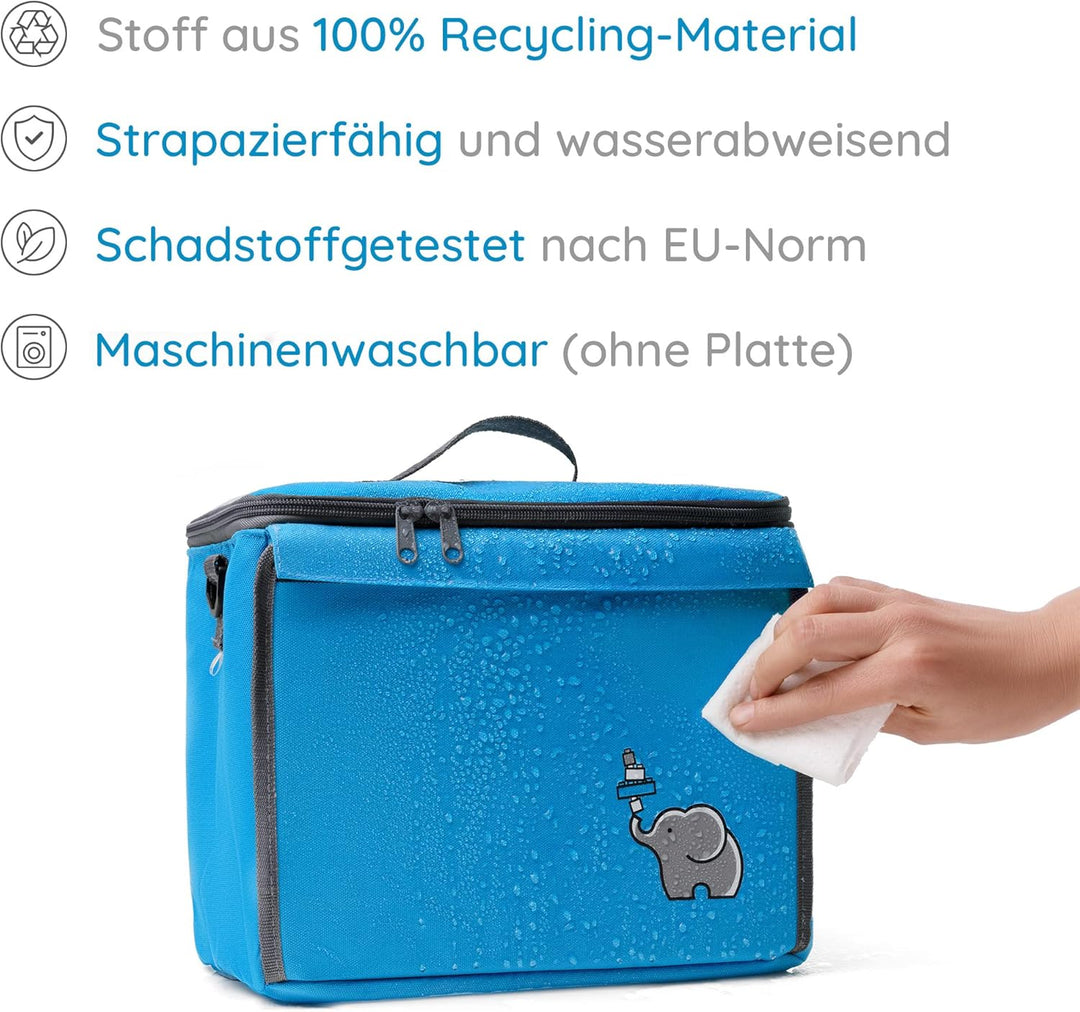 fantifant Baustein-Tasche mit ausklappbarer Bauplatte | meerblau Grösse L I kompatibel mit Lego Dupl