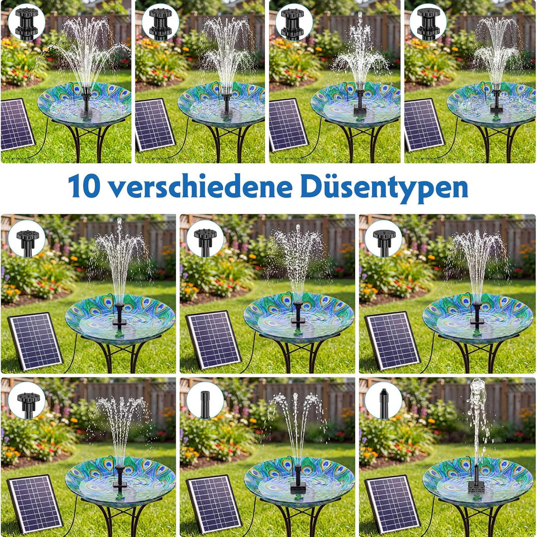 AISITIN 6.5W Solar Springbrunnen Eingebaute1500 mAh Batterie Upgraded Solar Teichpumpe Wasserpumpe S
