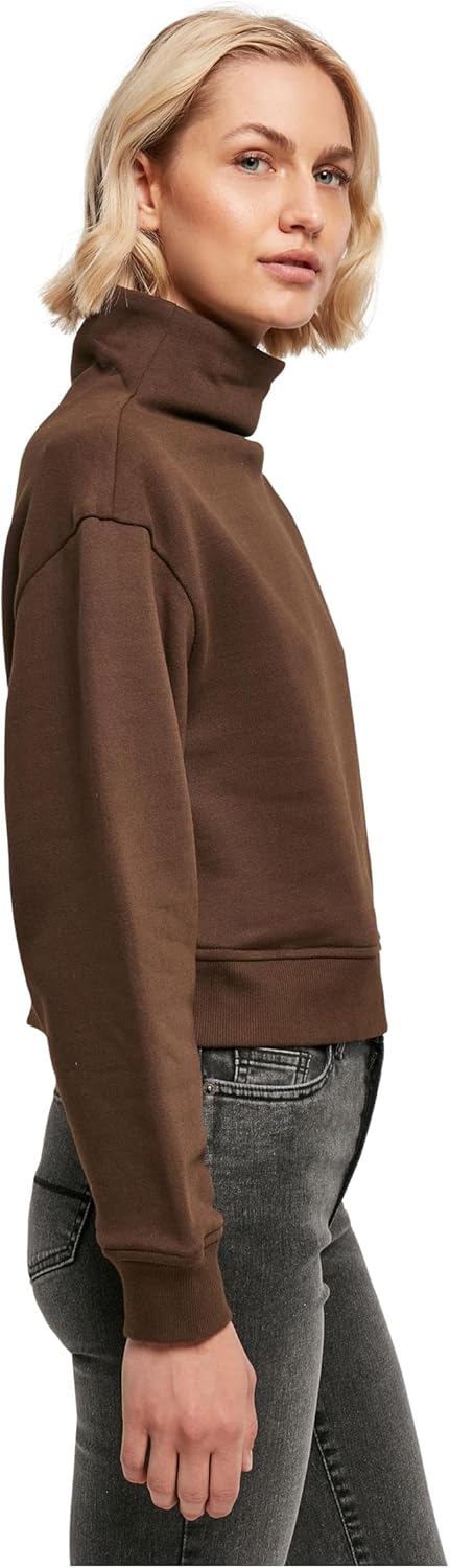Urban Classics Damen Ladies Organic Short High Neck Crew XXL Brown, XXL Brown