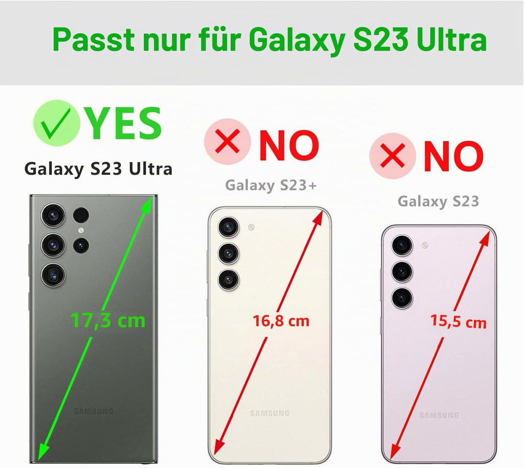 LENSUN Lederhülle für Samsung Galaxy S23 Ultra, Echtleder Handyhülle [Echtes Leder] [Magnetverschlus