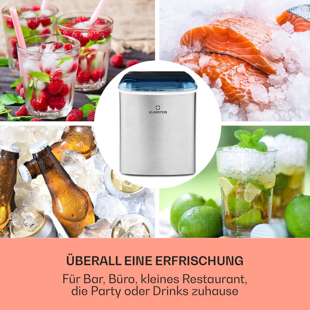 Klarstein On-The-Rocks - Eismaschine, Eiswürfelbereiter, Eiswürfelmaschine, 12 kg / 24 h, 120W, 2 Wü