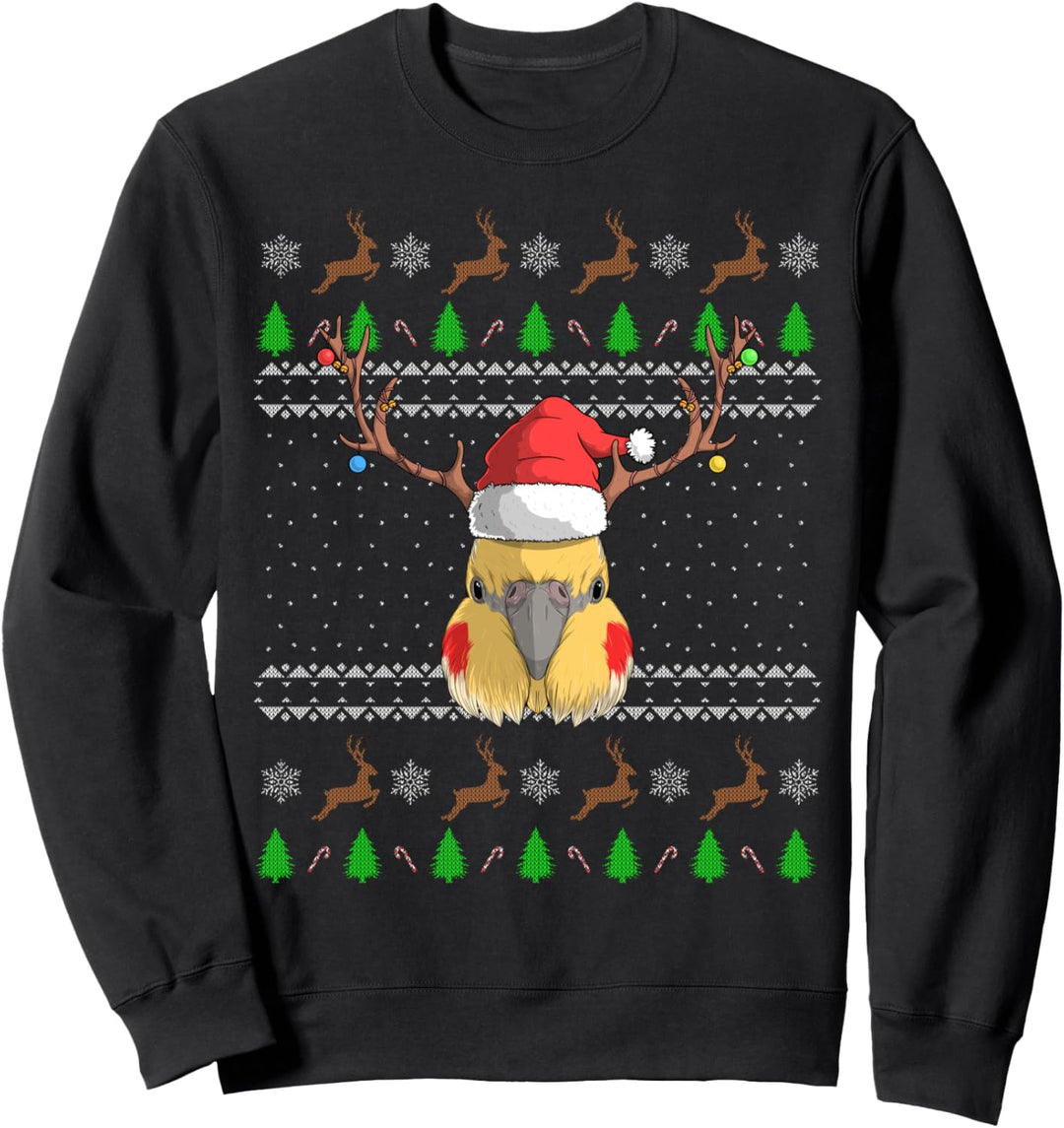 Kakadu Santa Claus Hat Ugly Christmas Pattern Parrot Bird Sweatshirt