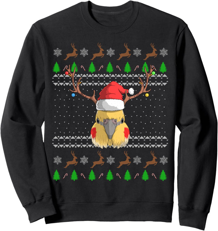 Kakadu Santa Claus Hat Ugly Christmas Pattern Parrot Bird Sweatshirt