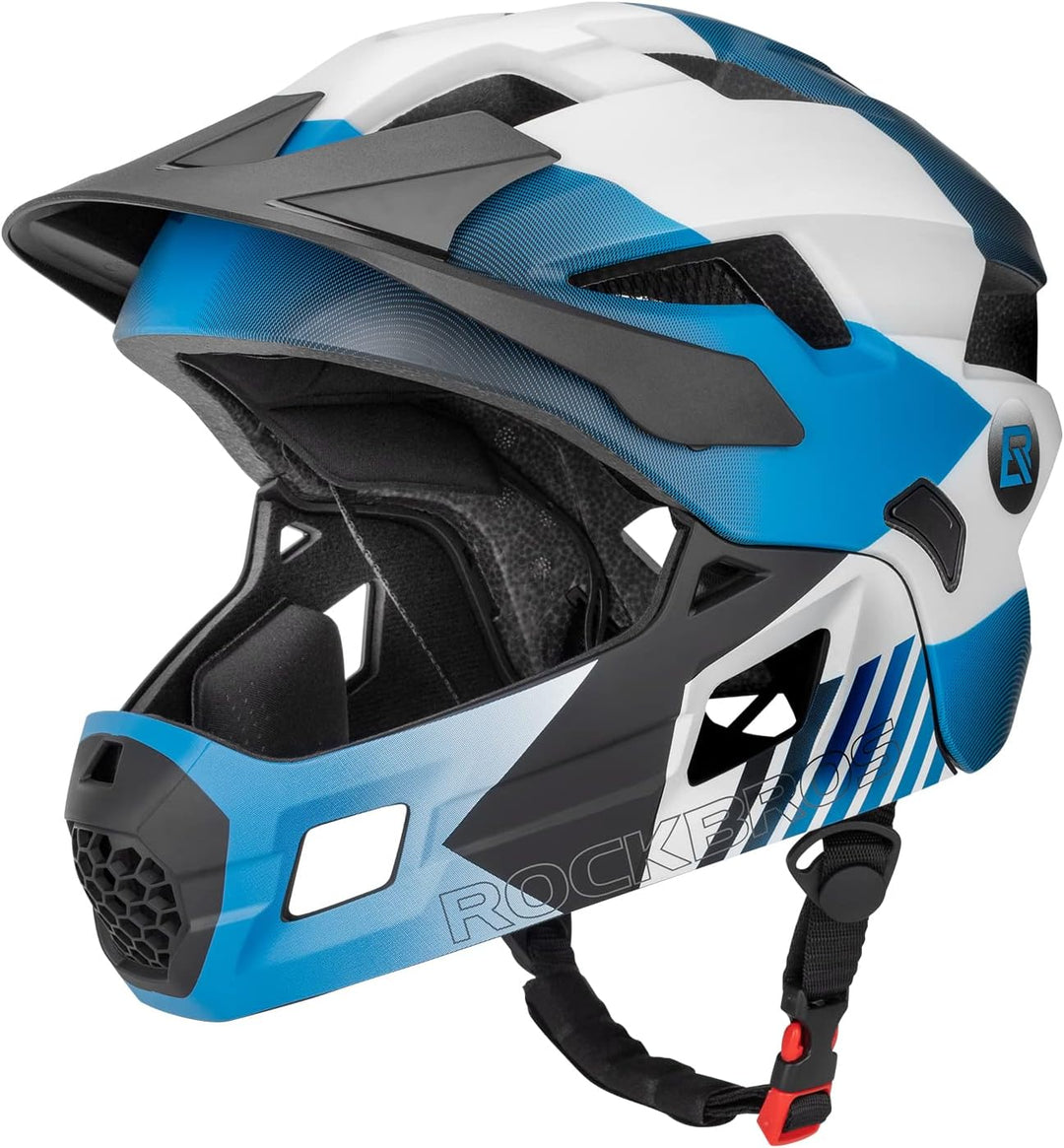ROCKBROS Kinderhelm Integriert Fahrradhelm Kinder Jugend Fullface Helm mit Abnehmbarem Kinnschutz BM