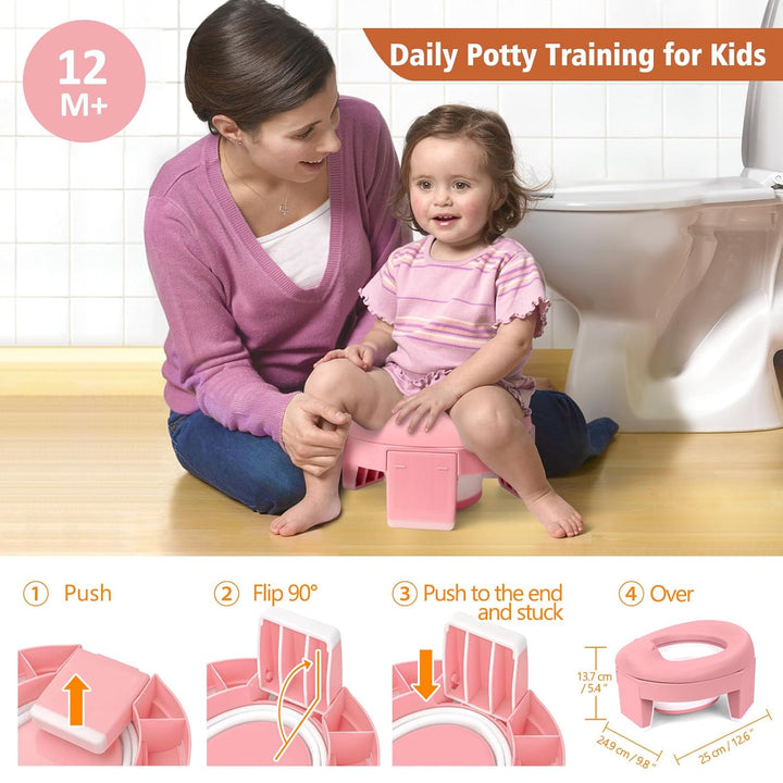 Töpfchen Toilettensitz Kinder 3 in 1 Faltbare WC Baby Potty Training Sitze AuBen Innen Tragbar Reise