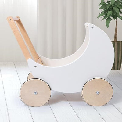 COIL Puppenwagen Lauflernwagen, Lauflernhilfe, aus Holz, Gummiräder, Kinderspielzeug